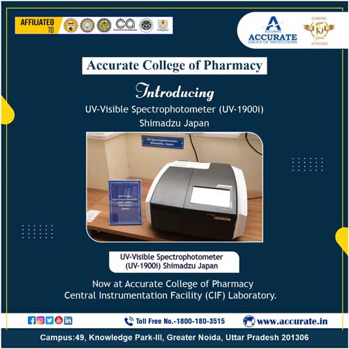 Accurate College of Pharmacy Introducing UV-Visible Spectrophotometer (UV-1900i) Shimadzu Japan.
