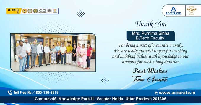 Mrs. Purnima Sinha - B.Tech Faculty