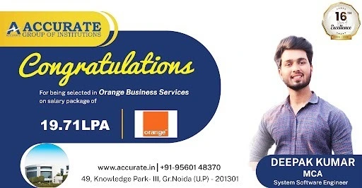Deepak Kumar | MCA Student Selected by Orange Business Services