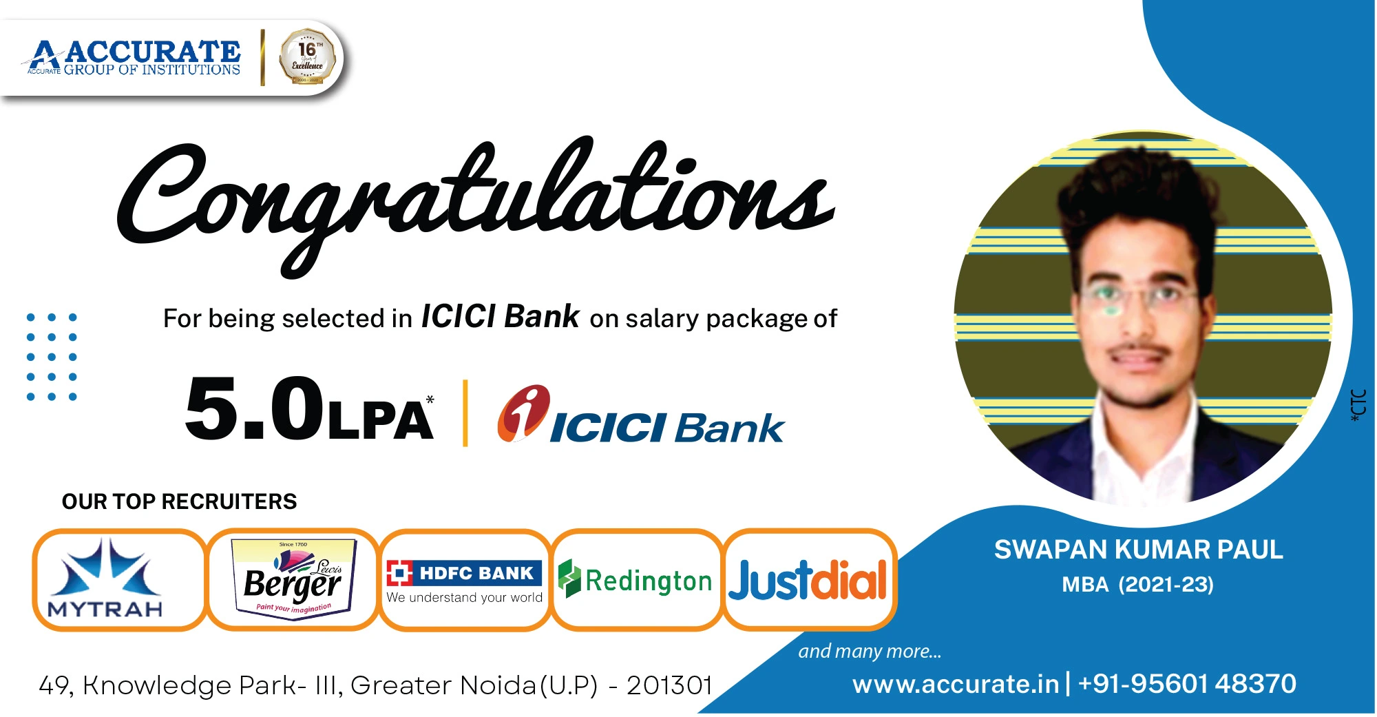 Swapan Kumar Paul | MBA Student Selected by ICICI Bank