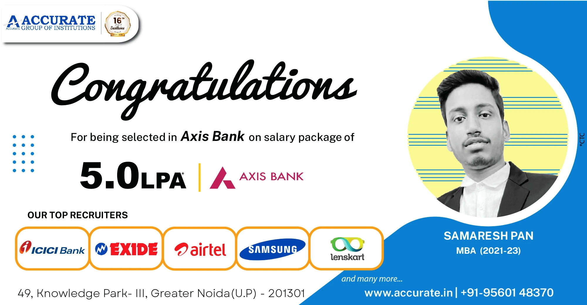 Samaresh Pan | MBA Student Selected by Axis Bank