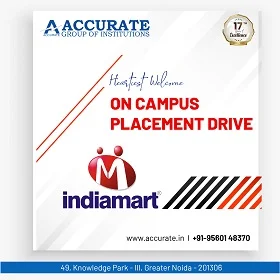 Welcome Indiamart on campus placement drive