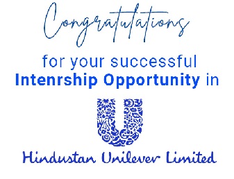 Congratulation for successful internship opportunity in HUL