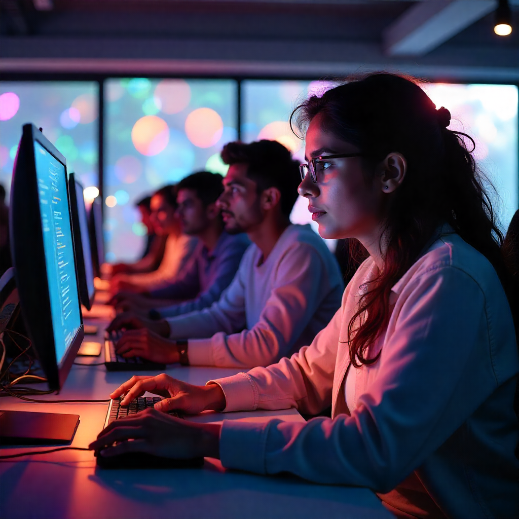 MCA students working in computer lab