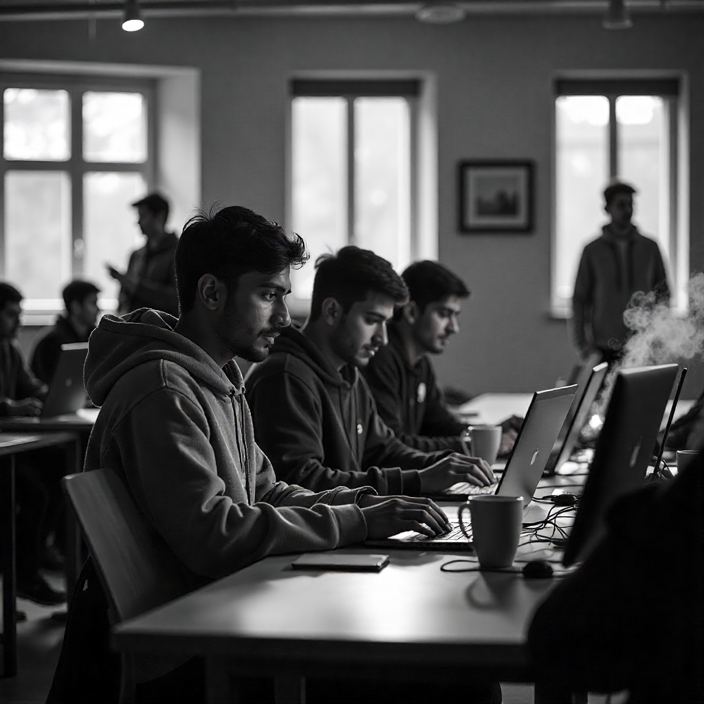 Engineering students during campus placement drive