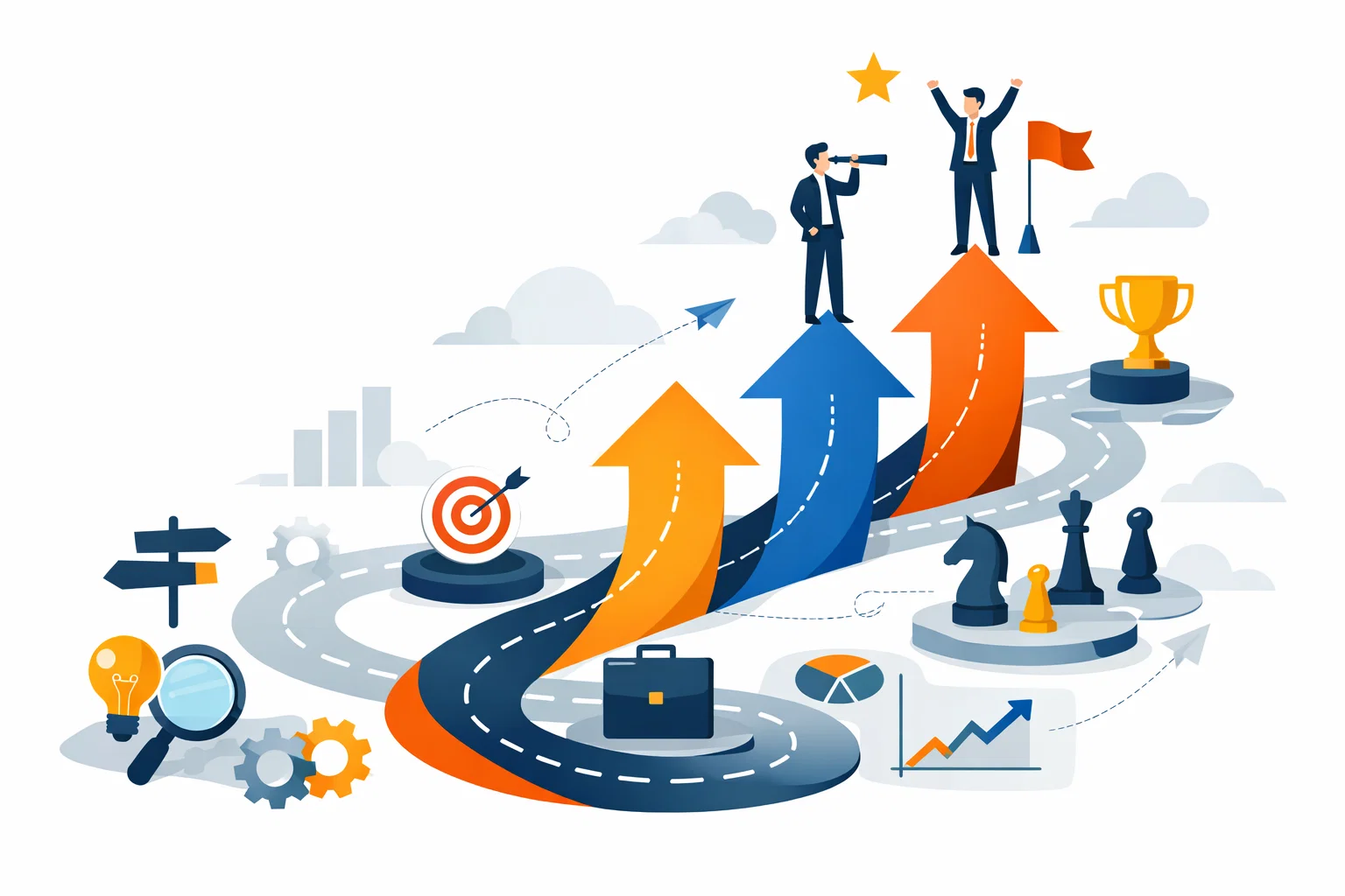 Career growth and leadership development concept for management professionals