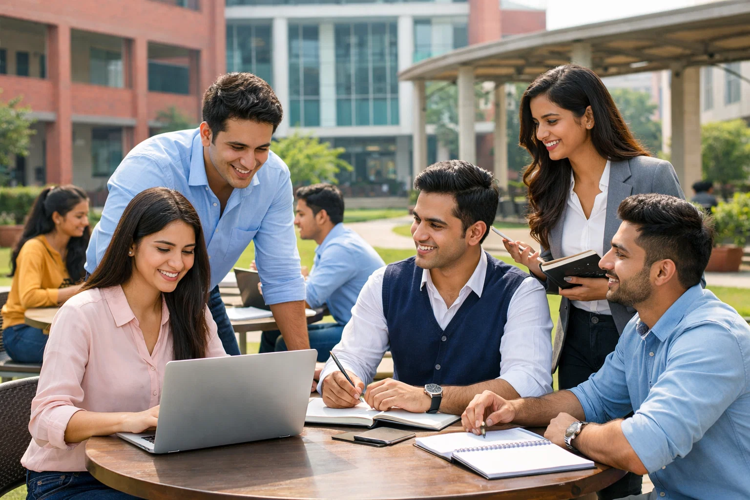 MBA students working on live business projects and leadership development activities