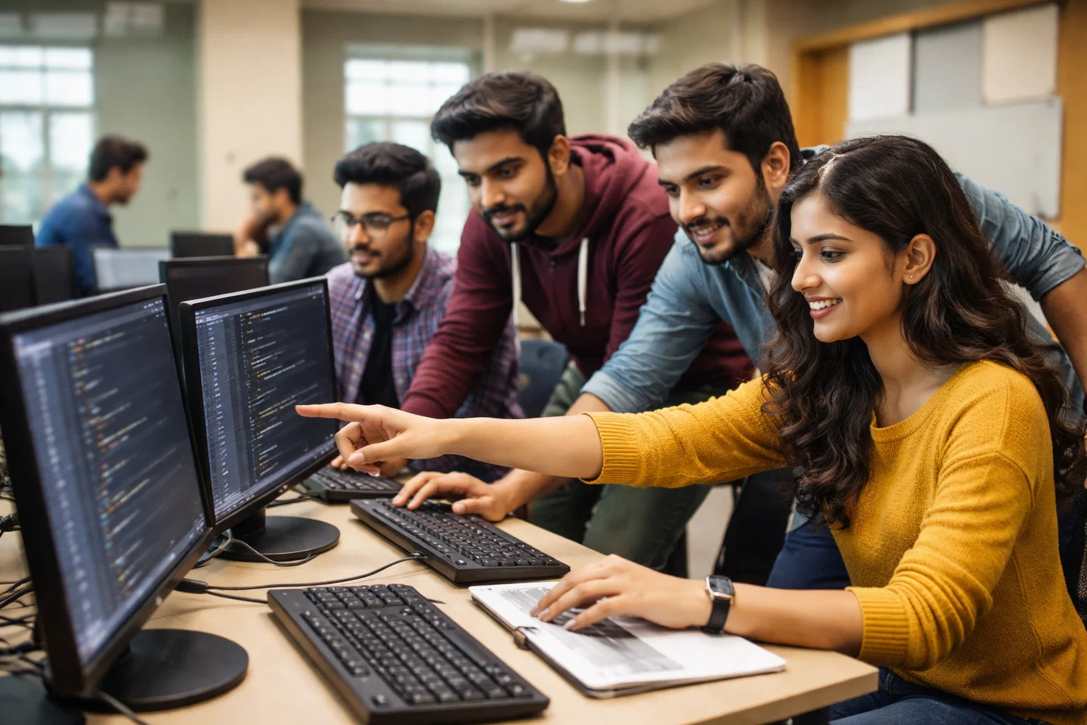 B.Tech computer science students gaining hands-on coding and practical learning experience