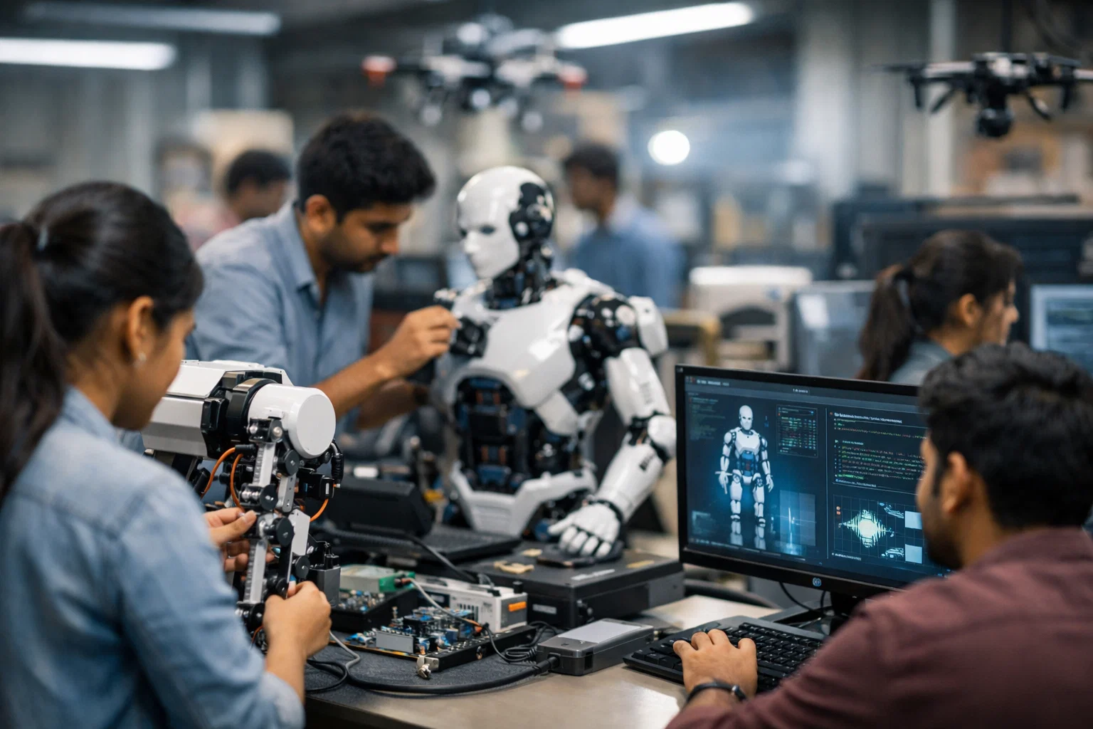 Engineering students gaining hands-on experience in advanced technology labs