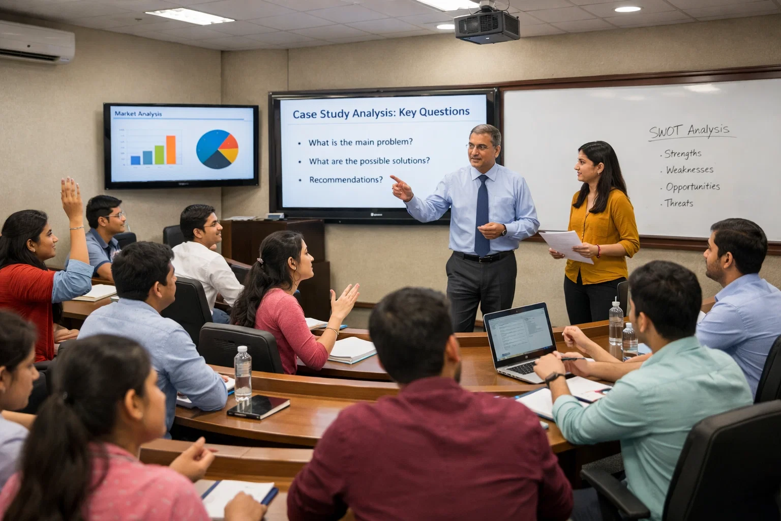 Industry-oriented PGDM classroom learning with case studies and expert faculty